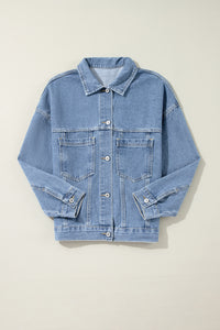 Wild Wind Washed Oversize Pocketed Denim Jacket