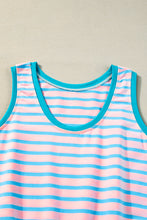 Load image into Gallery viewer, Pink Stripe Contrast Trim Pocketed Casual Tank Dress
