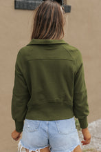 Load image into Gallery viewer, Sea Green Fleece Lined Zip Up Stand Collar Thumbhole Sleeve Sweatshirt
