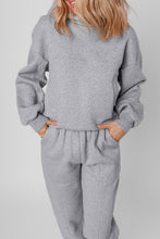 Load image into Gallery viewer, Gray Solid Exposed Seams Hoodie and Joggers Activewear Set
