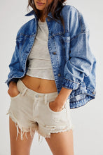 Load image into Gallery viewer, Dark Blue Washed Oversize Pocketed Denim Jacket
