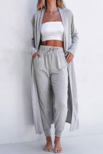 Load image into Gallery viewer, Light Grey Split Long Cardigan and Skinny Pants Lounge Set
