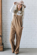 Load image into Gallery viewer, Black Solid Pocketed Loose Fit Corduroy Overall
