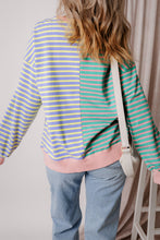 Load image into Gallery viewer, Casual Stripe Colorblock Drop Shoulder Oversize Sweatshirt
