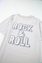 Load image into Gallery viewer, Gray Rock &amp; Roll Graphic Distressed Vintage Tee
