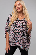 Load image into Gallery viewer, Pink Multicolor Leopard Print V Neck Oversized Blouse
