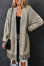 Load image into Gallery viewer, Yellow Plaid Knitted Long Open Front Cardigan
