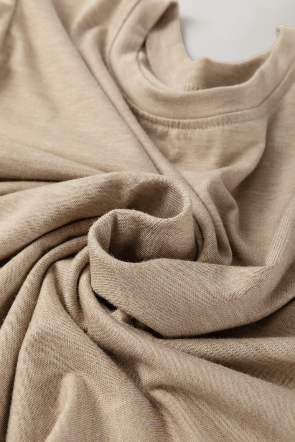 Parchment Solid Color Ruched Puff Sleeve T Shirt