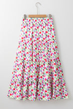 Load image into Gallery viewer, Pink Abstract Print Tiered Flowy Maxi Skirt
