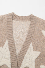 Load image into Gallery viewer, Khaki Sherpa Star Pattern Textured Sweater Cardigan with Pockets
