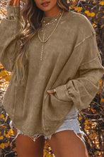 Load image into Gallery viewer, Gray Exposed Seam Twist Open Back Oversized Sweatshirt
