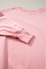 Load image into Gallery viewer, Pink Loose Drop Shoulder Ribbed Sweatshirt
