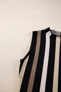 Black Stripe Slim Fit O Neck Sweater Vest