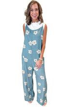 Load image into Gallery viewer, Blue Flower Wide Leg Loose Jumpsuit
