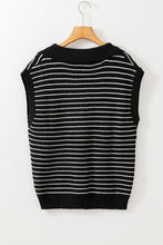 Load image into Gallery viewer, Black Stripe Turn-down V Neck Sweater Tank Top
