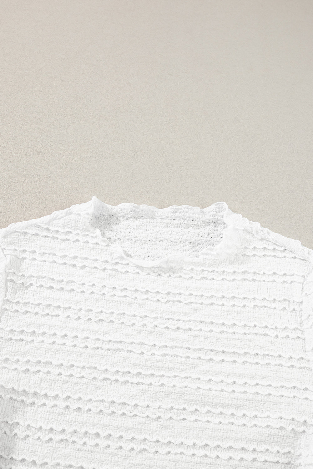 White Knit Jacquard Slim Fit Top