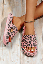 Load image into Gallery viewer, Pink Leopard Print Thick Sole Slip On Slippers
