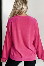 Load image into Gallery viewer, Rose Red Textured Long Sleeve V Neck Top
