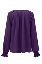 Load image into Gallery viewer, Green Pleated V Neck Puffy Sleeve Blouse
