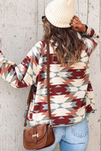 Load image into Gallery viewer, Fiery Red Geometric Aztec Pattern Plus Size Fleece Jacket
