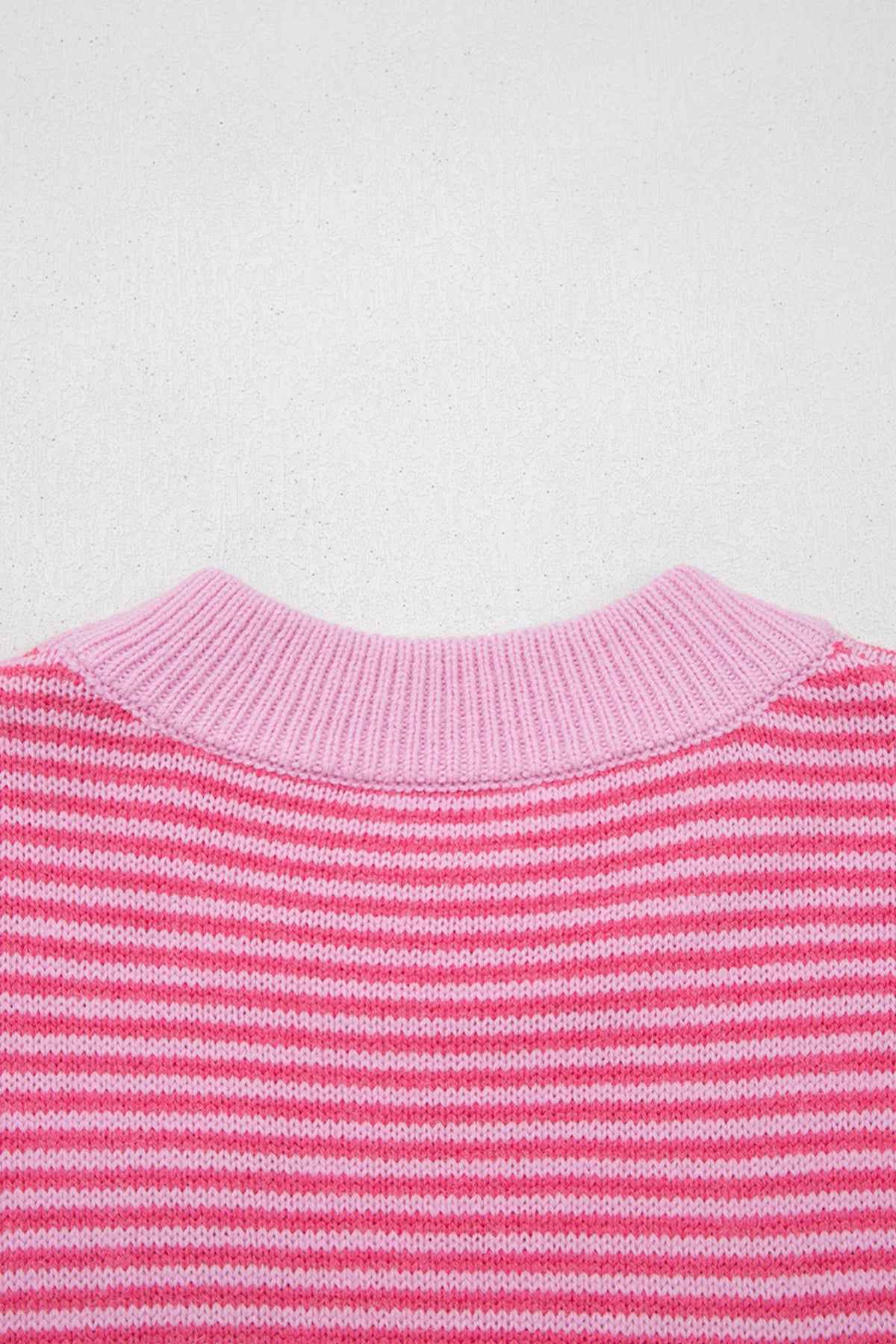 Rose Stripe Contrast Heart Pattern Valentine Knit Sweater