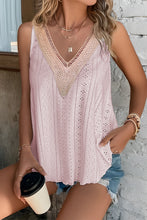 Load image into Gallery viewer, White Lace Crochet Splicing V Neck Loose Fit Tank Top
