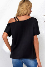 Load image into Gallery viewer, Rose Asymmetric Criss Cross One Shoulder T Shirt
