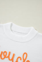 Load image into Gallery viewer, White Touchdown Tinsel Puff Short Sleeve Crew Neck Sweater
