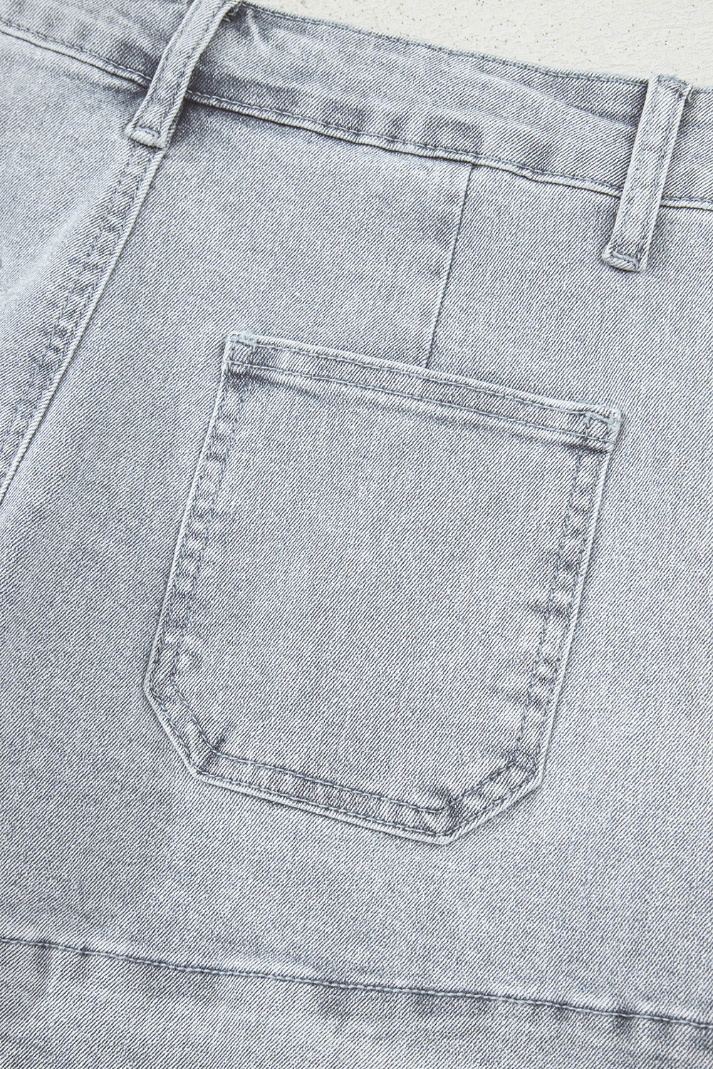 Dusk Blue Scalloped Hemline Acid Wash High Waist Denim Shorts