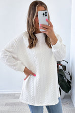 Load image into Gallery viewer, White Cable Textured Long Sleeve Round Neck Top
