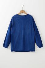 Load image into Gallery viewer, Dark Blue Ribbed Corduroy Oversized Sweatshirt
