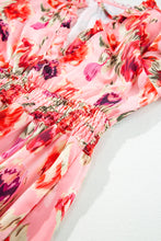 Load image into Gallery viewer, Pink Abstract Print Frilled Smocked High Waist Mini Dress
