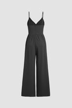 Load image into Gallery viewer, Black Wide Leg High Waist Sexy V Neck Cami Jumpsuit
