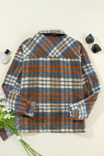 Load image into Gallery viewer, Cinnamon Plaid Print Chest Pockets Turn Down Collar Shacket
