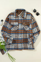 Load image into Gallery viewer, Cinnamon Plaid Print Chest Pockets Turn Down Collar Shacket
