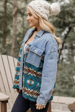 Load image into Gallery viewer, Blue Aztec Printed Denim Jacket
