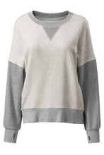 Load image into Gallery viewer, Light Grey Color Block Thumbhole Sleeve Drop Shoulder Sweatshirt
