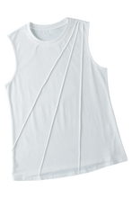 Load image into Gallery viewer, White Crew Neck Pleated Tank Top
