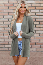 Load image into Gallery viewer, Moss Green Corded Open Front Knit Cardigan
