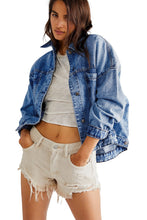 Load image into Gallery viewer, Dark Blue Washed Oversize Pocketed Denim Jacket
