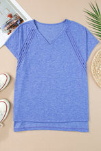 Load image into Gallery viewer, Sky Blue Crochet Lace Detail Oversized Tee
