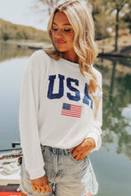 Load image into Gallery viewer, White USA Flag Corded Graphic Sweatshirt
