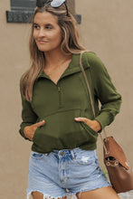 Load image into Gallery viewer, Sea Green Fleece Lined Zip Up Stand Collar Thumbhole Sleeve Sweatshirt
