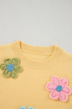 Load image into Gallery viewer, White Cute Flower Applique Short Sleeve Sweater
