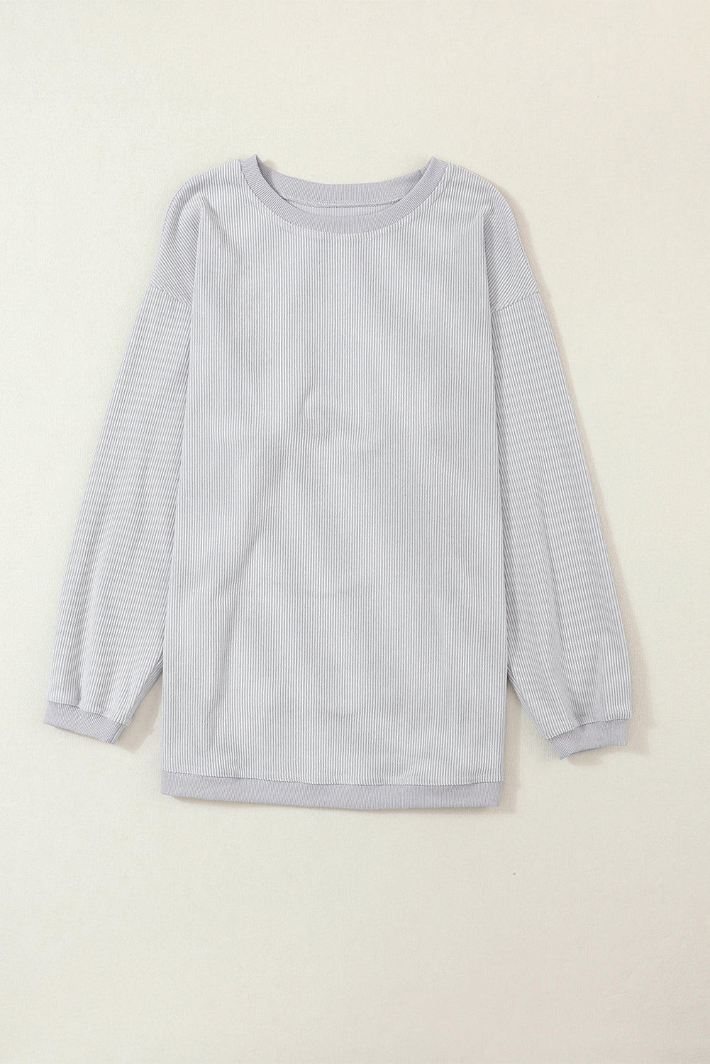 Smoke Gray Ribbed Corduroy Oversized Sweatshirt