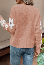 Load image into Gallery viewer, Light Pink Flower Sleeve Drop Shoulder Sweater
