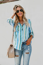 Load image into Gallery viewer, White Sweet Enough Striped Button Up Top
