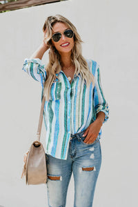 White Sweet Enough Striped Button Up Top