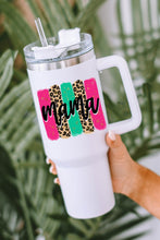 Load image into Gallery viewer, White mama Leopard Colorblock Handle Portable Cup 40oz
