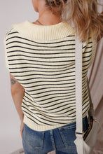 Load image into Gallery viewer, Black Stripe Turn-down V Neck Sweater Tank Top
